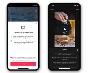 Screenshot explaining how to add captions to TikTok videos